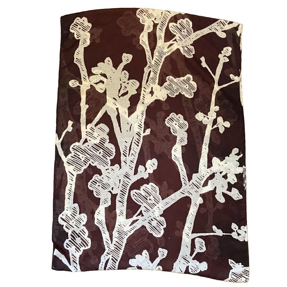 Batik Cherry Blossom Scarf Brown Cream